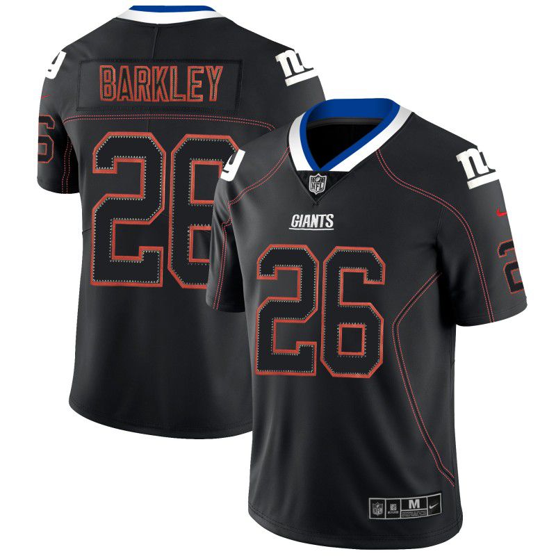 Men New York Giants 26 Barkley Nike Lights Out Black Color Rush Limited NFL Jerseys